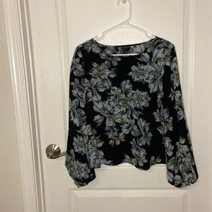 Floral chiffon top with bell bottom sleeves